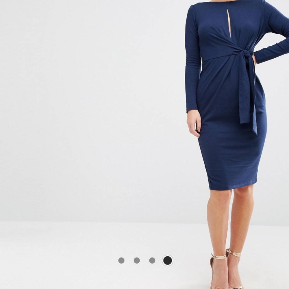 Tie side long sleeve plunge dress ASOS